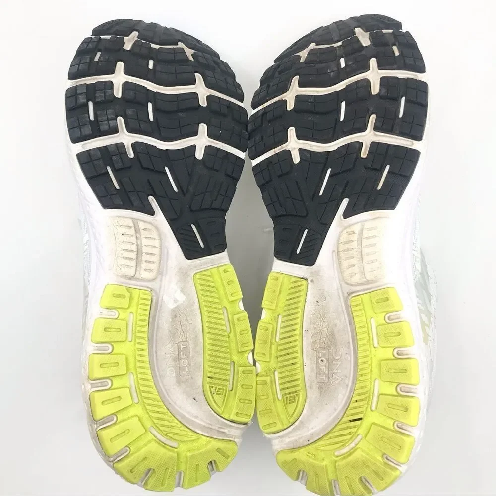 Brooks White Neon Ghost 13 Loft DNA Sole Lace Up Running Athletic Shoes